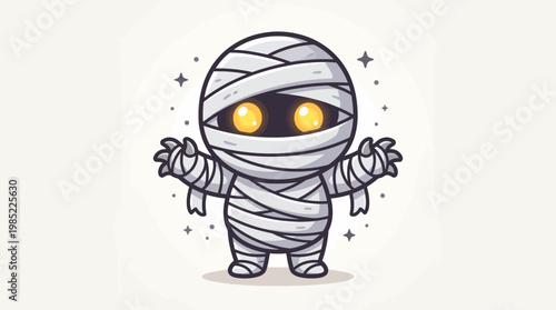 Cute chibi mummy character with big eyes and wrapped bandages