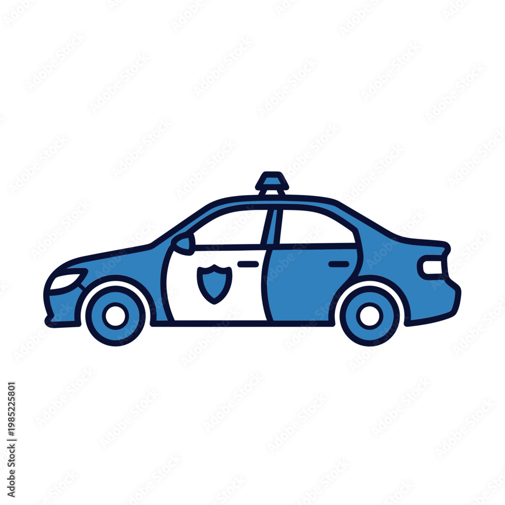 Fototapeta premium Police Car Icon - Law Enforcement Vehicle Vector Illustration