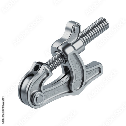 A heavy duty silver metal C clamp for industrial fastening and gripping purposes