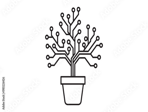 Digital tree in a pot a fusion of nature and technology symbolism