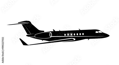 Private Jet Silhouette - Luxury Business Travel Airplane Icon