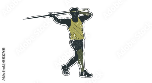 Javelin thrower silhouette, athletic sport, action shot