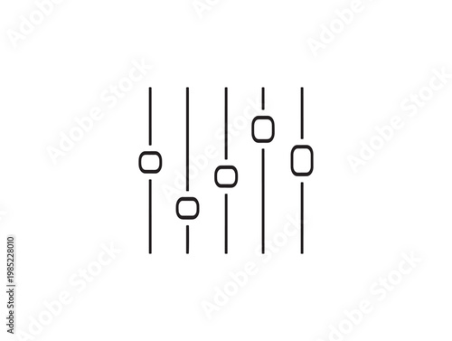 Minimalist line art abstract composition with vertical lines and square elements