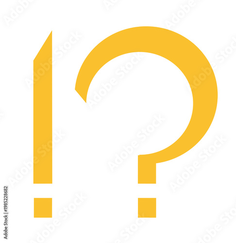 Yellow Exclamation and Question Mark Icons, Transparent Background, Bold Typographic Symbol Set 黄色いビックリマークとクエスチョンマーク、透過背景のタイポグラフィアイコンセット
