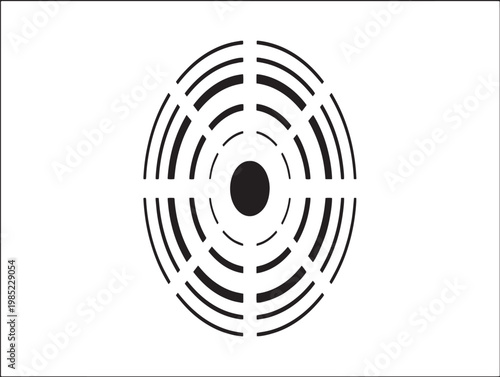 Abstract black and white optical illusion concentric circles and central void