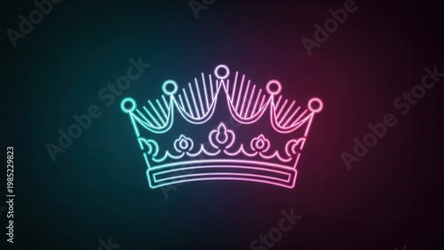 Vibrant glowing neon crown icon symbolizing modern digital royalty and prestige