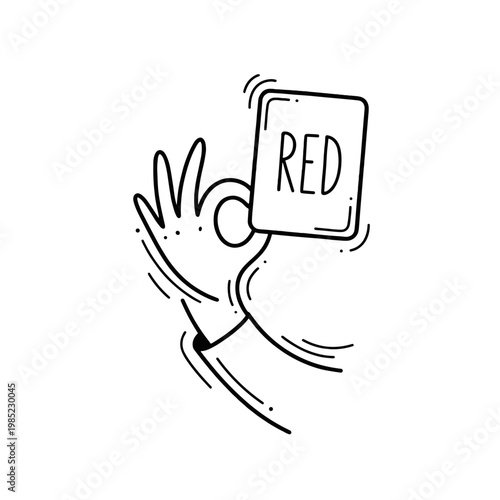 Hand showing a red card in a soccer game illustration