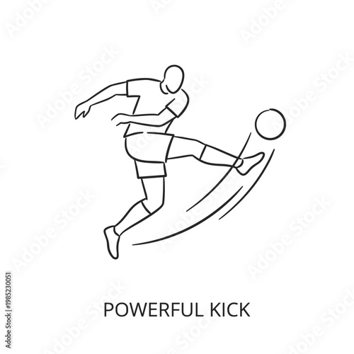 Soccer player executing a powerful kick with the ball