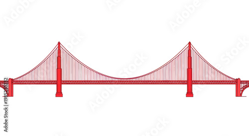 Golden Gate Bridge vector illustration, iconic landmark, isolated on white background