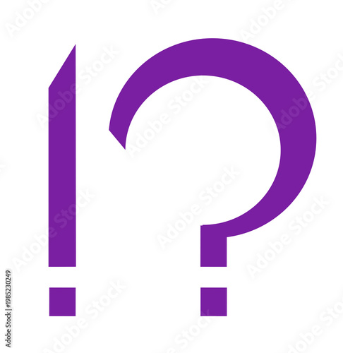 Purple Exclamation and Question Mark Icons, Transparent Background, Bold Typographic Symbol Set 紫のビックリマークとクエスチョンマーク、透過背景のタイポグラフィアイコンセット