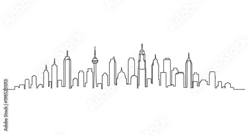 Minimalist Cityscape Outline - Modern Skyline Silhouette Vector Art