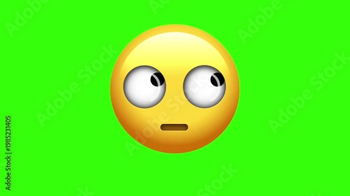 Animated Rolling Eyes Disapproving Face Emoji Green Screen