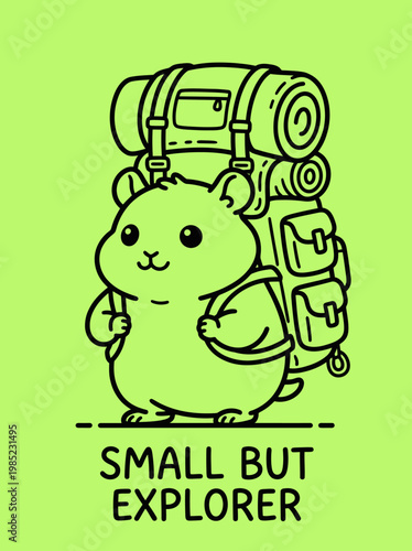 Canvas-taulu Smiling hamster with big backpack.