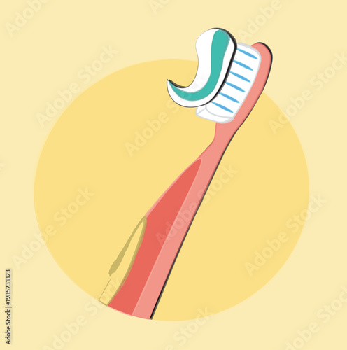 Hand drawn Toothbrush with toothpaste