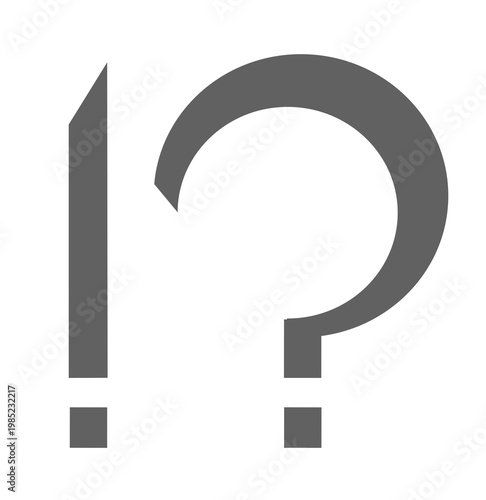 Gray Exclamation and Question Mark Icons, Transparent Background, Bold Typographic Symbol Set グレーのビックリマークとクエスチョンマーク、透過背景のタイポグラフィアイコンセット