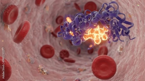 Insulin Glucose Hormone Blood Vessel Red Blood Cell Protein Molecule Receptor Signaling Pathway In Artery And Bloodstream With Cell Membrane Metabolism And Peptide Complex Medical 3D Illustration