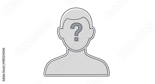 Silhouette of a person with a question mark over their head, representing anonymity or an unknown individual in a conceptual graphic illustration