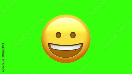 3D Animated Smiling Face with Open Mouth Emoji (Green Screen)
