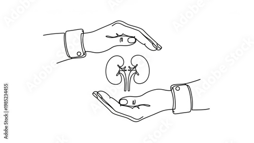 World Kidney Day Protecting human kidneys with hands, symbolizing health and care for internal organs