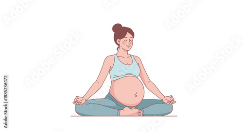 Serene pregnant woman practicing prenatal yoga for mindfulness and wellness, embracing the journey of motherhood with calm and inner peace