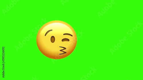 3D Animated Face Blowing a Kiss Emoji (Green Screen)