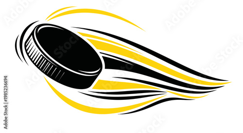 Hockey Puck Speed Motion Lines Yellow Black Graphic Sport