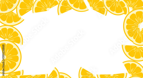Fresh Orange Slices Border Frame, Citrus Fruit Background, Summer Design
