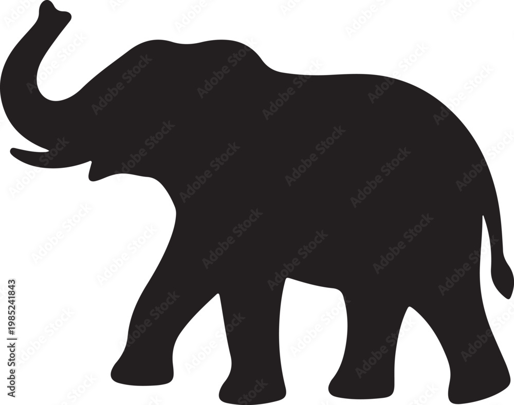 Obraz premium Majestic Elephant Silhouette, Bold Wildlife Icon black and white vector illustration 