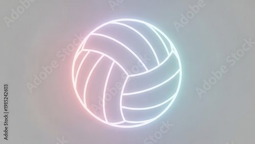 Vibrant neon volleyball illustration with a subtle pastel gradient background creating a modern