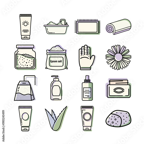 Skincare Icon Set Line Art or Minimalist Skincare Icons Collection