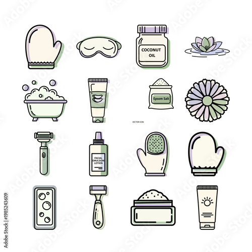 Skincare Icons Vector Set or Beauty Spa Icons Set Vector