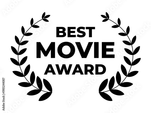 Award Laurel Wreath Vector for Movie Festival Best Film Achievement and Winner Recognition Icon