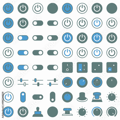 Power button icons switch symbols and electronic controls vector set
