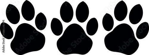 Three animal paw prints side by side on transparent background