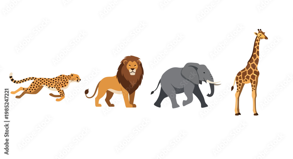 Fototapeta premium Group of savannah animals standing together.