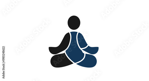 Meditating person silhouette, yoga pose, calm mind, relaxation