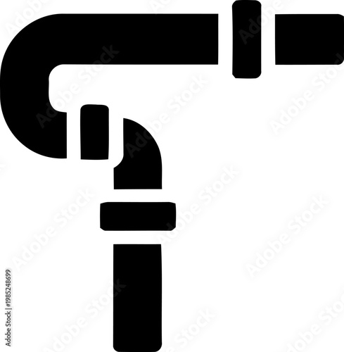 Black pipe fitting, plumbing symbol, vector plumbing icon, pipe elbow connector
