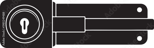 Door Lock with Keyhole Silhouette Vector, Security System and Protection Concept