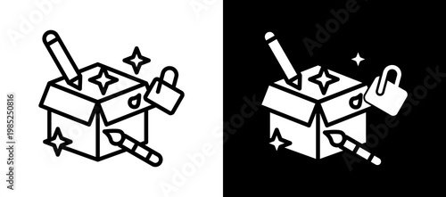 Packaging Design Icon Set In Black And White Filled Style Collection