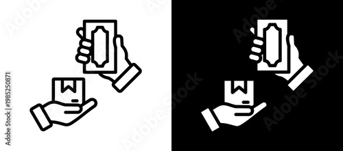 Cash On Delivery Icon Set In Black And White Filled Style Collection