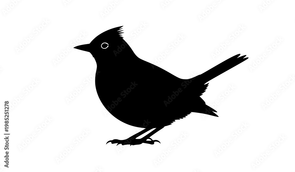 Obraz premium Lark bird silhouette perched side view vector isolated on white background
