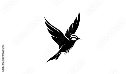 Canvas Print Abstract flying lark bird silhouette modern vector isolated on white background