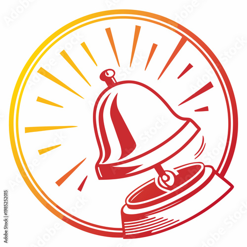 Alert bell vector ringing in a yellow and red circle.