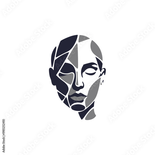 Abstract representation of a human face in geometric shapes
