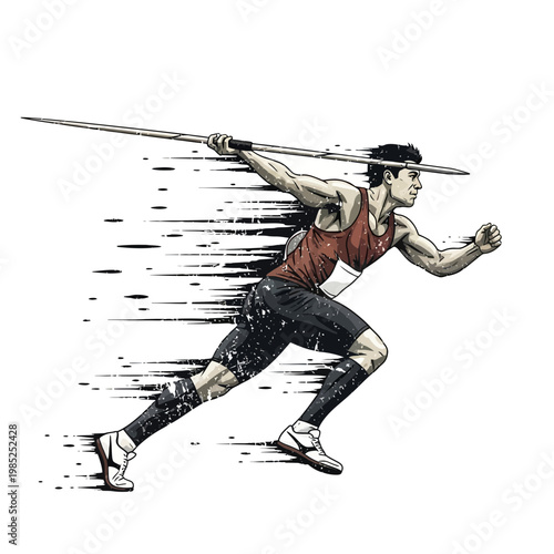Javelin thrower in action