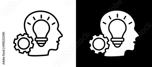 Analytical Thinking Icon Set In Black And White Filled Style Collection