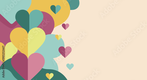 A vibrant and cheerful abstract background featuring overlapping colorful shapes. Ideal for modern designs, websites, or presentations needing a playf