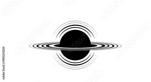 Abstract black hole illustration with swirling accretion disk and event horizon
