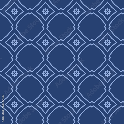 Seamless geometric pattern with diamond shapes in blue tones