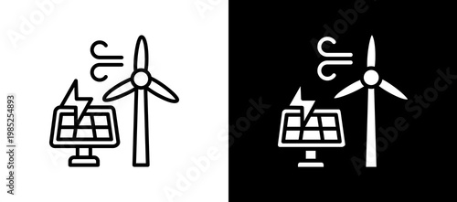 Renewable Energy Icon Set In Black And White Filled Style Collection